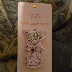 Pink Pearl Martini Hair Claw Clip